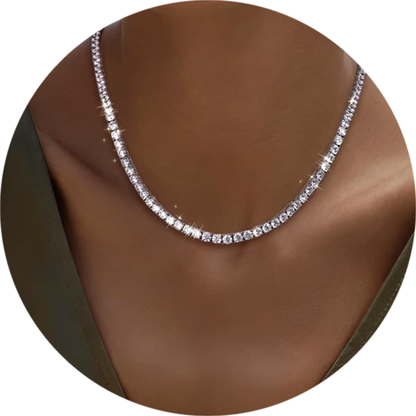 4.5 MM Round Cut Tennis Necklace For Women In Sterling Silver
