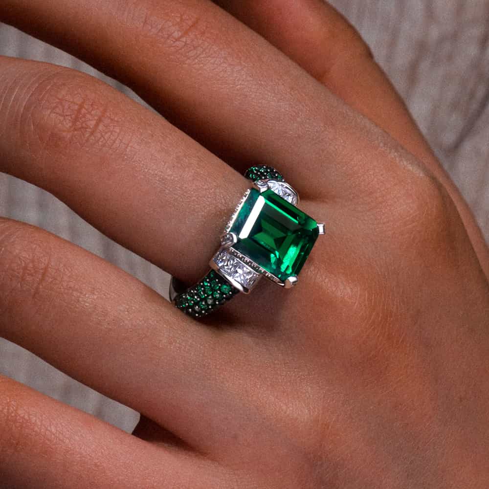 Vintage Emerald Cut Emerald Ring Unique Engagement Ring