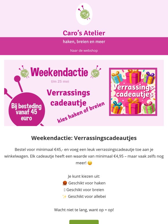 Weekendactie: Verrassingscadeautjes