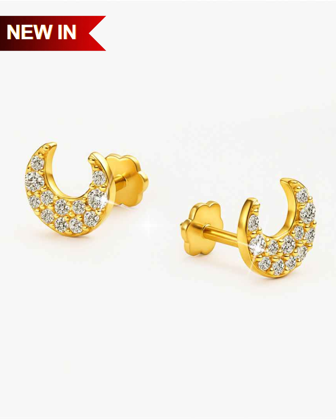 Versa Crescent Spark Lab Grown Diamond Sleep Stud Earrings