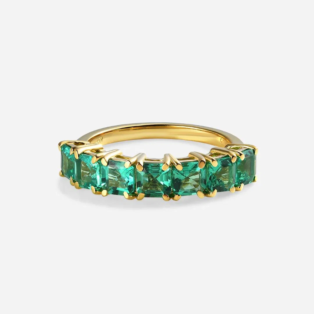 Image of Emerald Prestige Seven Stone Half Eternity Ring
