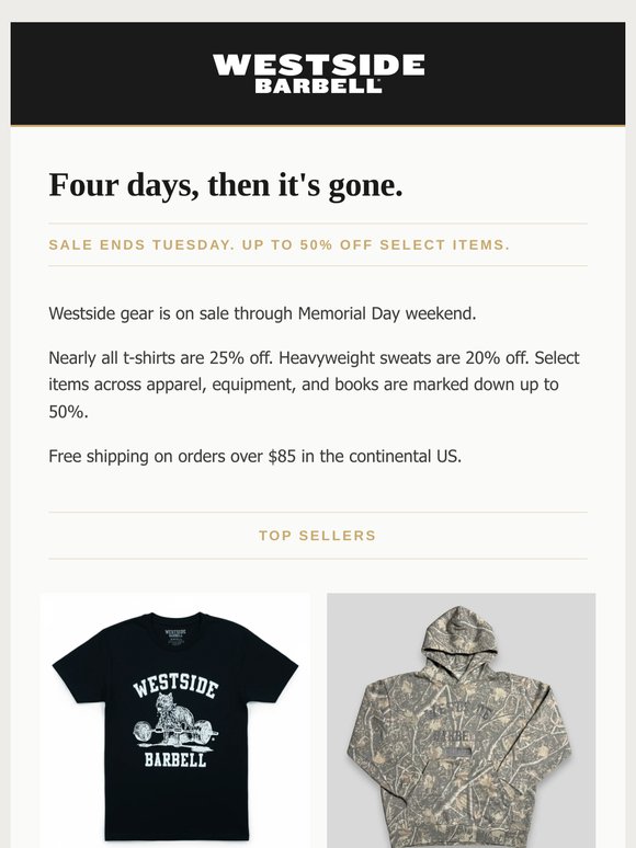 The sale runs all weekend.