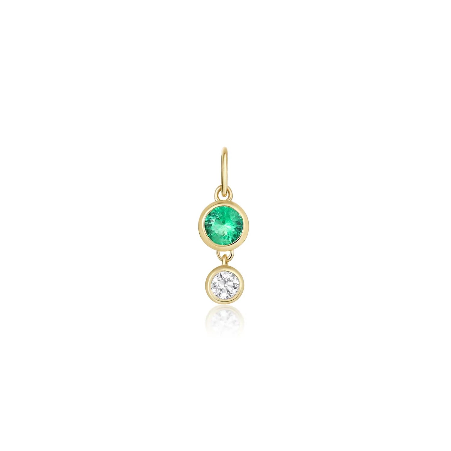 Image of Emerald and Diamond Bezel Drop Charm