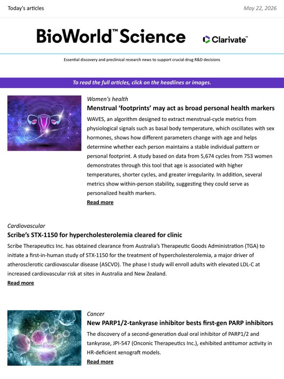 Full edition: IND for hypercholesteremia agent; primate data for prion suppressor and more