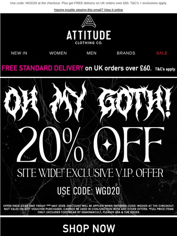 🦇 It's World Goth Day! Get 20% OFF 'til midnight!