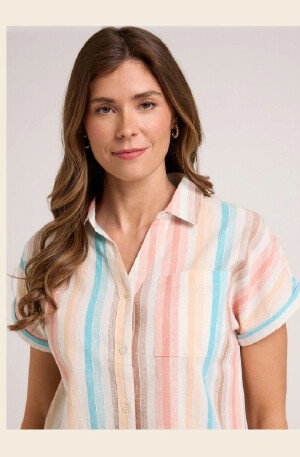 Linen Blend Stripe Blouse