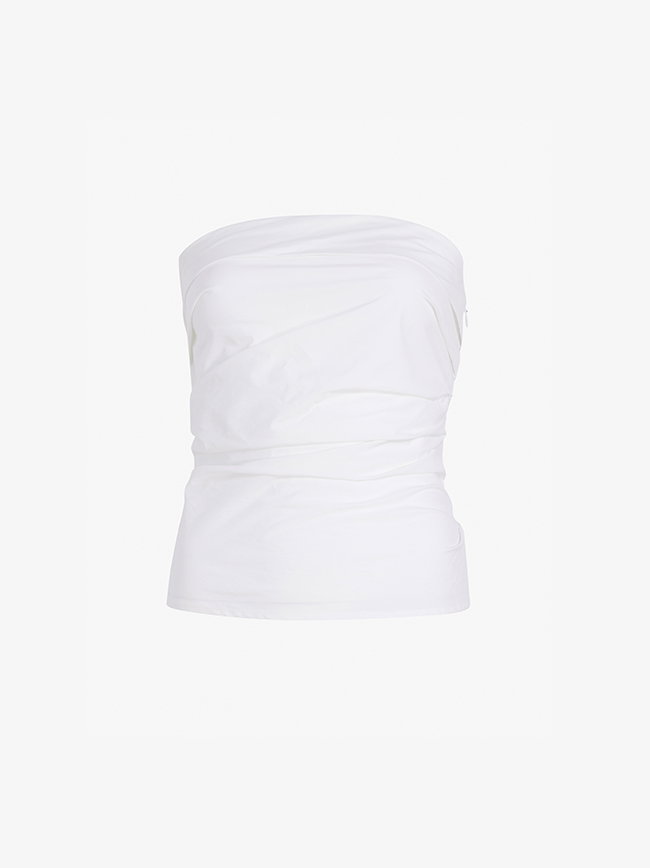 Maisy Strapless Top in Poplin in White