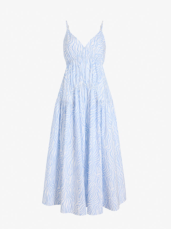 Michelyn Dress in Poplin in Cloud/White Multi