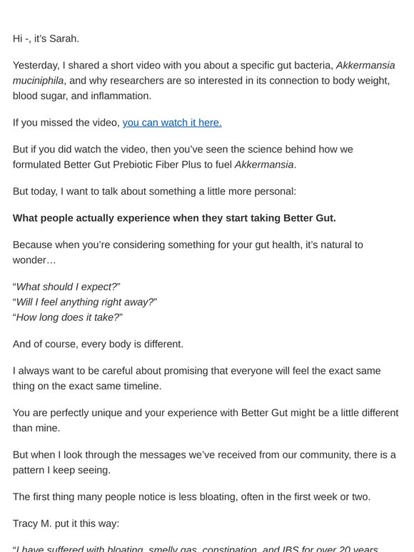 Week 1: the gut changes people notice first