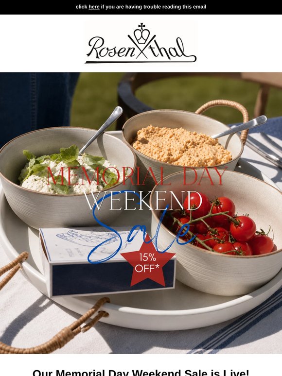 😎Memorial Day Weekend: 15% Off Full-Price Items