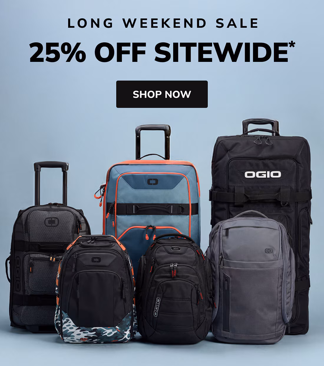 long weekend sale twenty five percent off a single item shop now