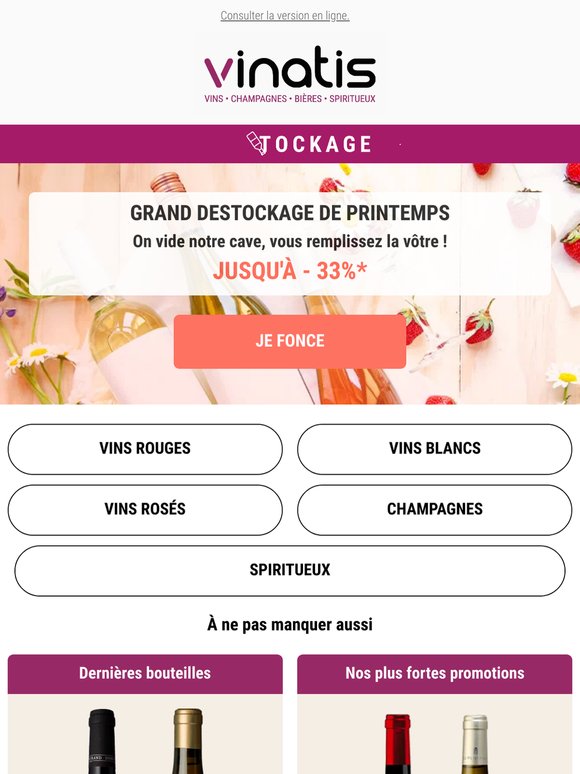 🚨 DÉSTOCKAGE massif de vins, bulles et spiritueux dès maintenant !
