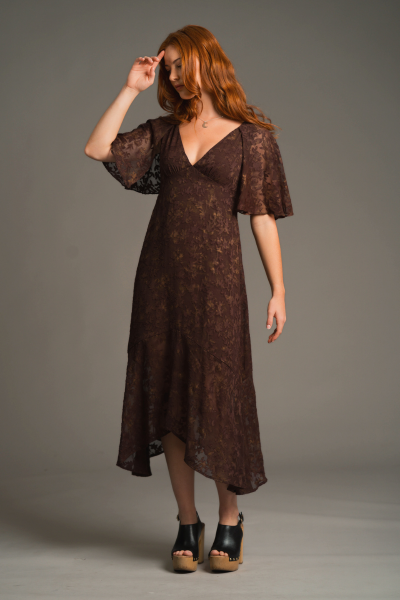 Brown Sugar Chiffon Midi Dress