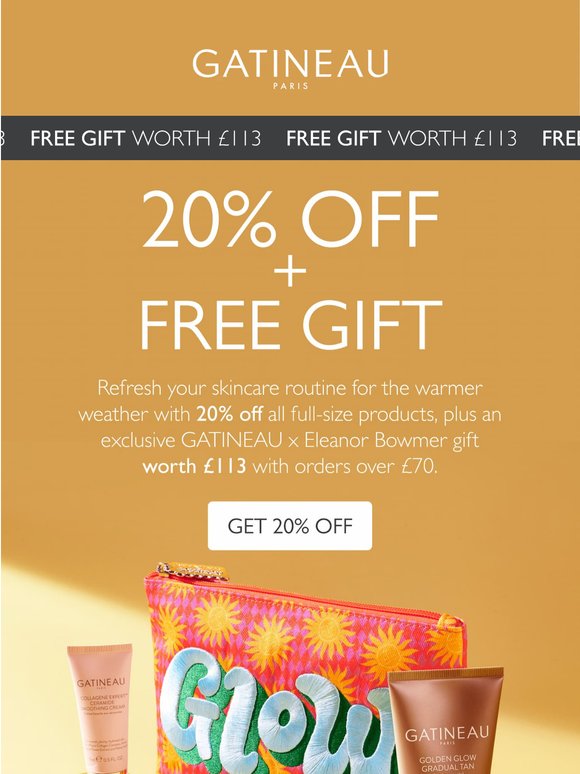20% Off + Receive a Free Gift Worth £113