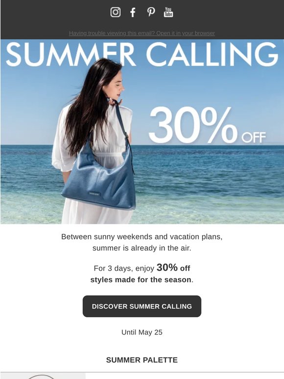 Summer Calling: 3 Days of 30% Off