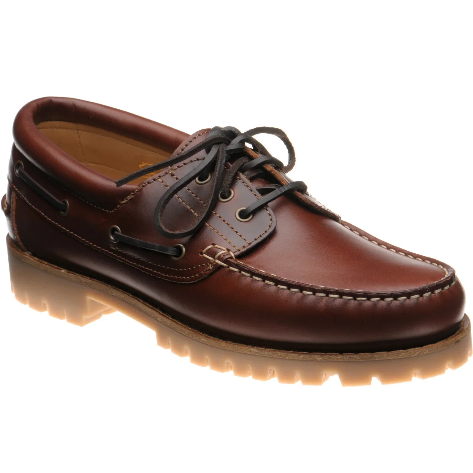 Image of Herring Rock mens rubber-soled deck shoes in chestnut