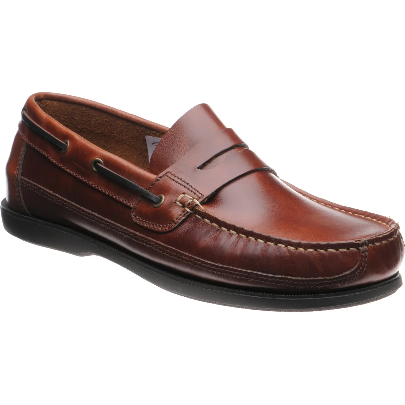 Image of Herring Salcombe II mens rubber-soled deck shoes in chestnut