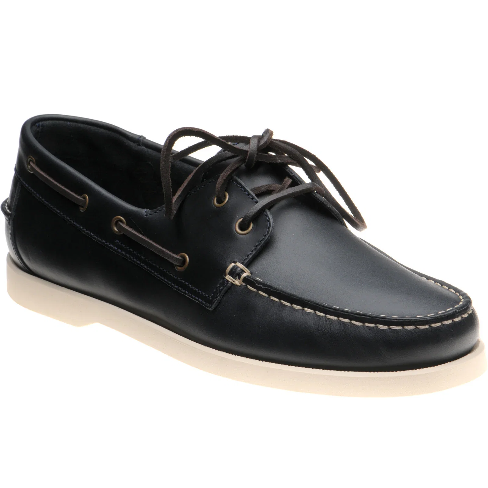 Image of Herring Atlantic mens rubber-soled deck shoes in navy waxy