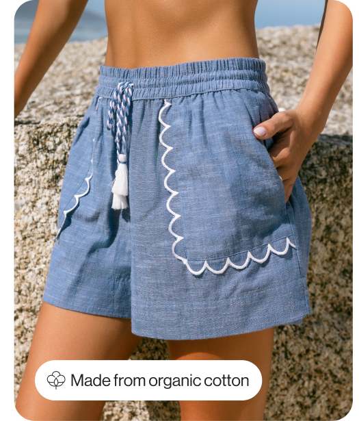 Chambray Scallop Edge Shorts