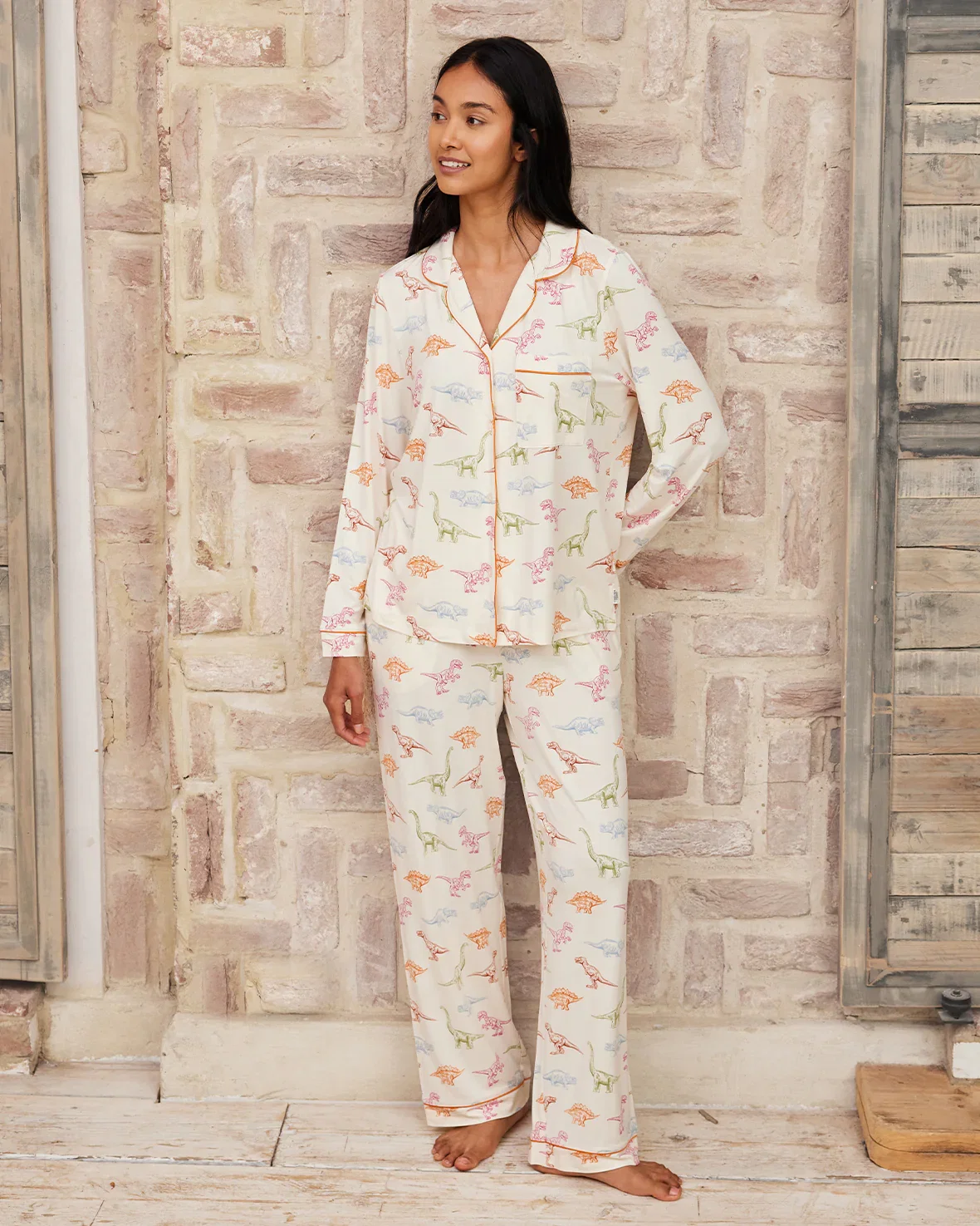 Image of Dinosaur Print Long Pyjama Set