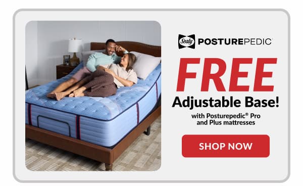 Free adjustable base with posturepedic pro and plus mattresses