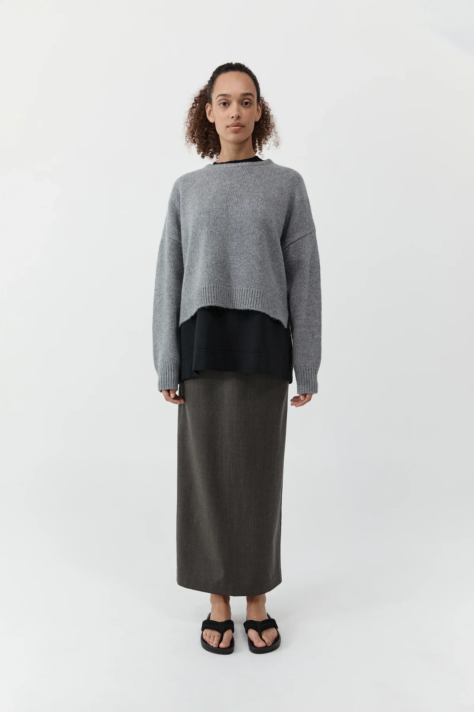 Image of Cropped Sweater - Concrete