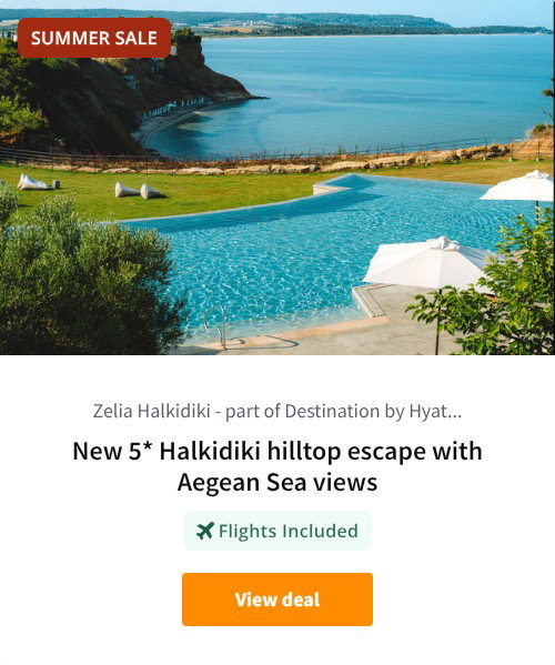 New 5* Halkidiki hilltop escape with Aegean Sea views