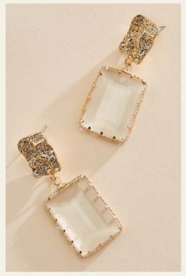 Shop Textured Gold Framed Glass Earrings