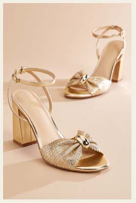 Shop Gold Bow Band High Heels