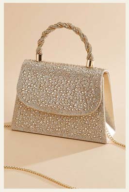 Shop Champagne Beaded Twisted Handle Satchel