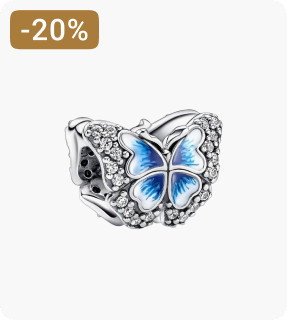 charm pandora moments papillon bleu scintillant double face