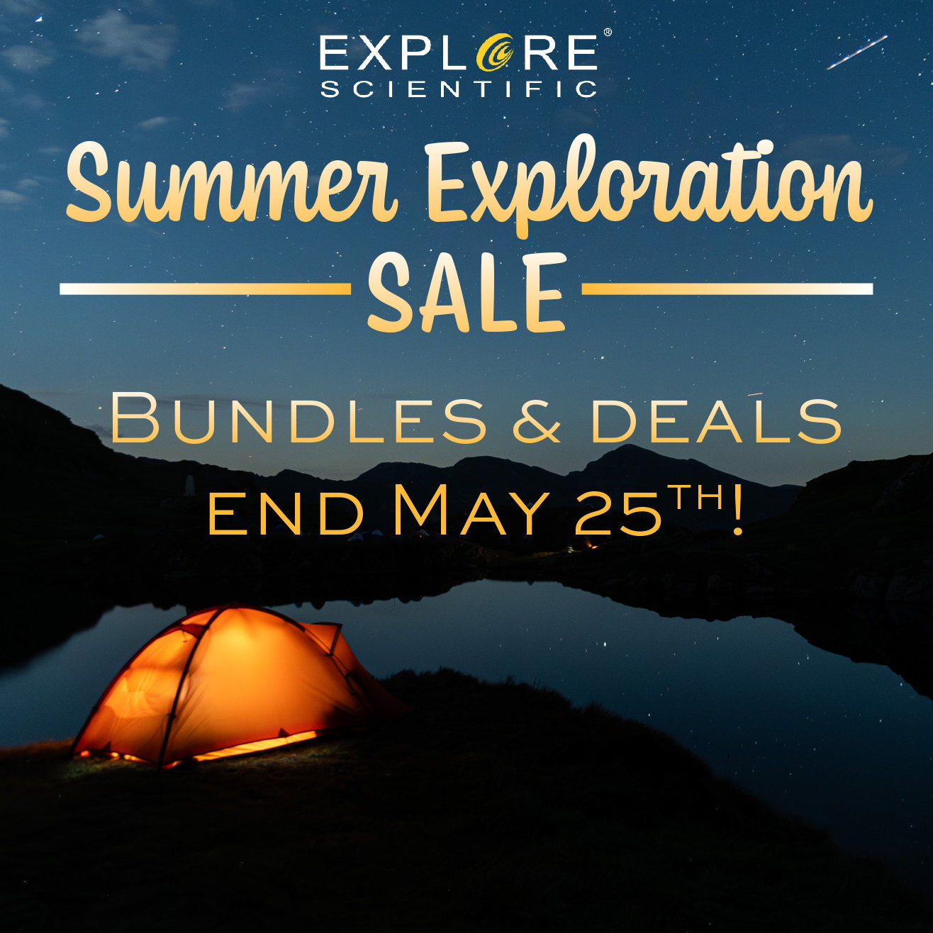 Summer Exploration Sale - Tent on starry background