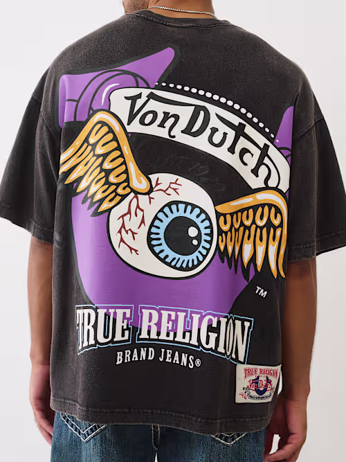 SHOP TRUE RELIGION X VON DUTCH LOGO HEAVYWEIGHT OVERSIZED TEE