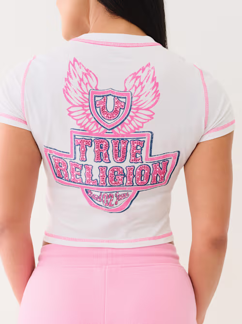 SHOP FLATLOCK WINGED CRYSTAL LOGO BABY TEE