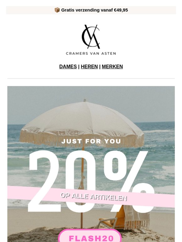 20% op ALLES, alleen dit weekend ☀️
