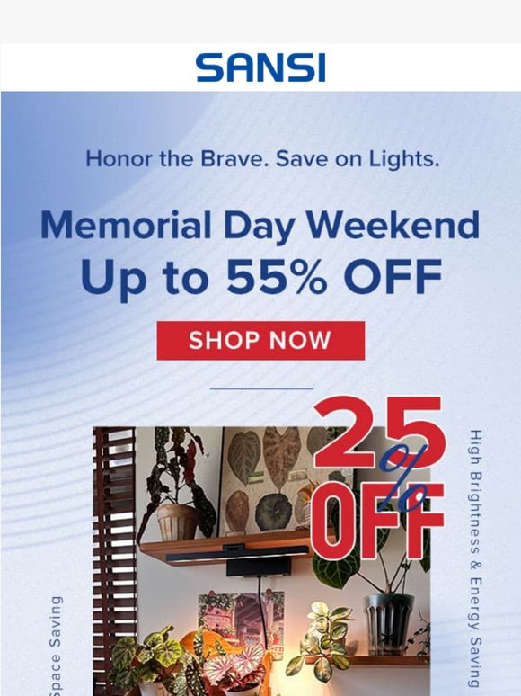 Memorial Day Weekend: Up to 55% OFF！📢