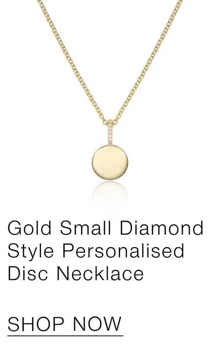 Gold Small Diamond Style Personalised Disc Necklace