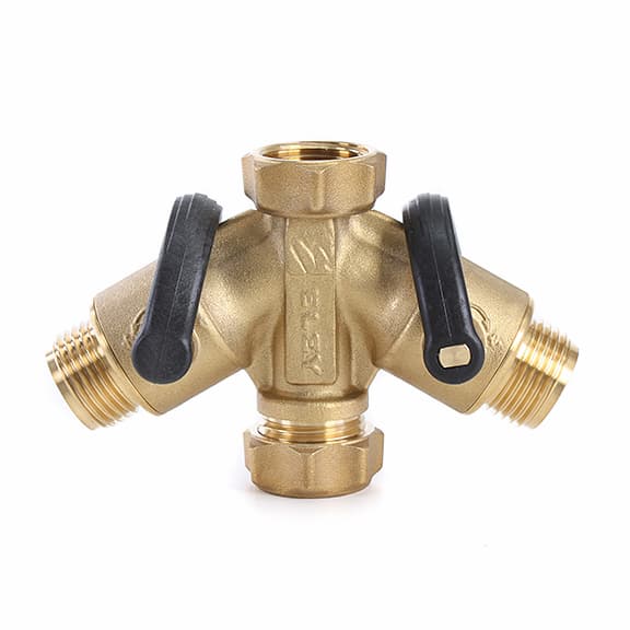 ELEY 2-way Y-valve splitter, set against a white background