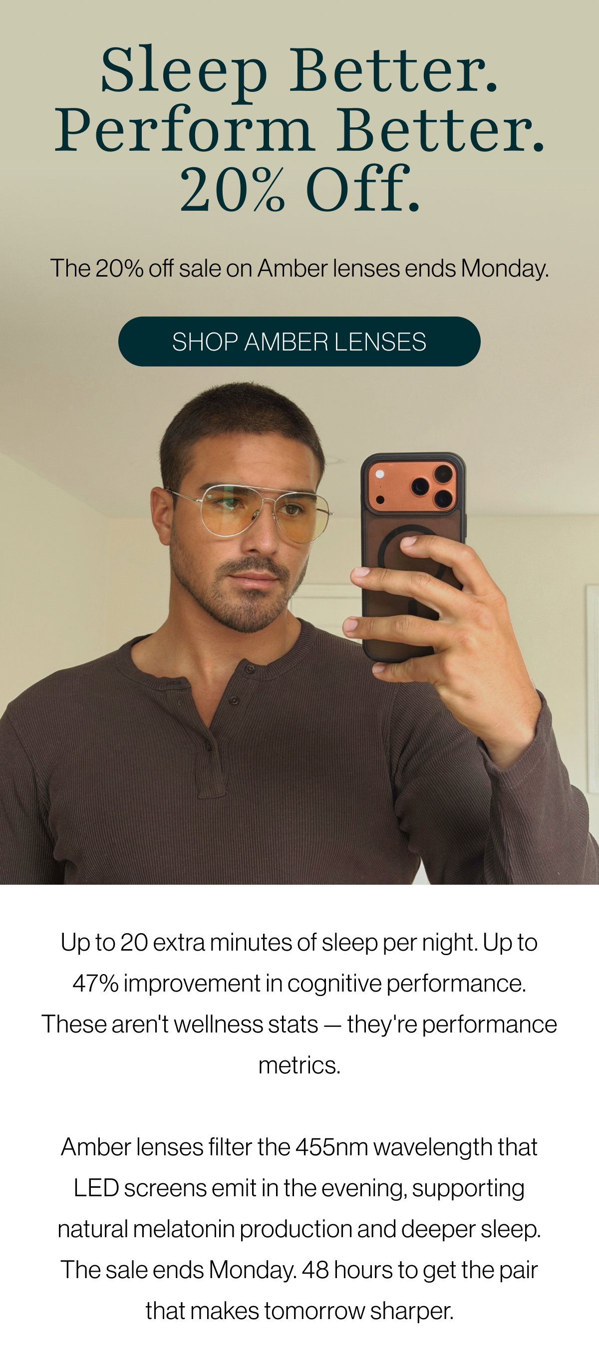 Sleep Better. Perform Better. 20% Off.