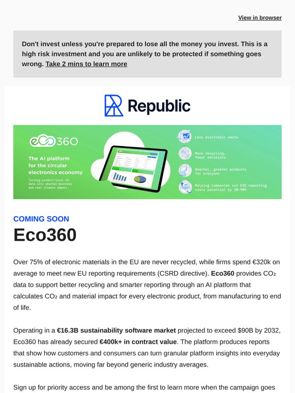 COMING SOON: Eco360 | Defeating a €320k reporting burden in a €16.3B sustainability market