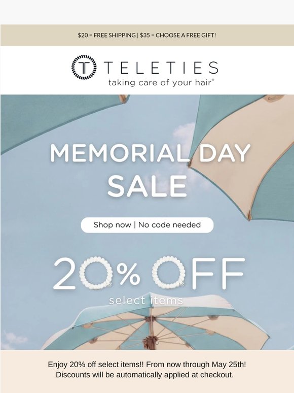 MEMORIAL DAY SALE! Shop Now!