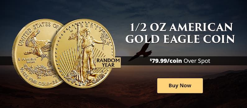 ON SALE: 1/2 oz American Gold Eagle Coin (Random Year)
