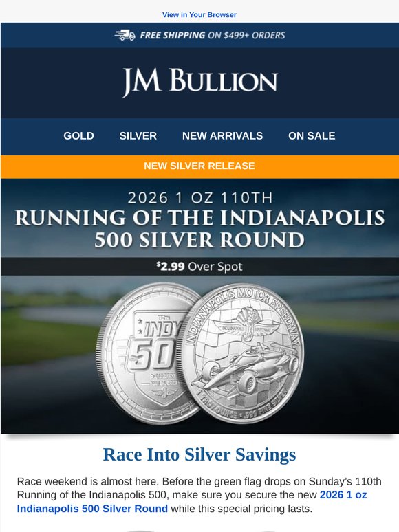 🏎️ Last Call: Shop Indy 500 Silver Rounds On Sale