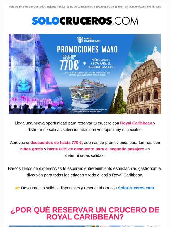 Royal Caribbean: promociones de mayo para tus próximas vacaciones 🚢✨