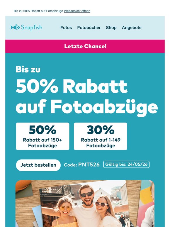 Bis zu 50% Rabatt auf Fotoabzüge - Endet bald