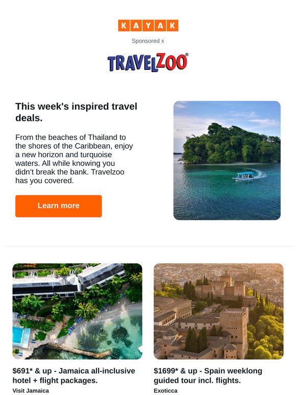 $691* & up, Jamaica all-inclusive hotel & flight packages | $1699* & up, Spain: 7-nights guided vacation w/air.