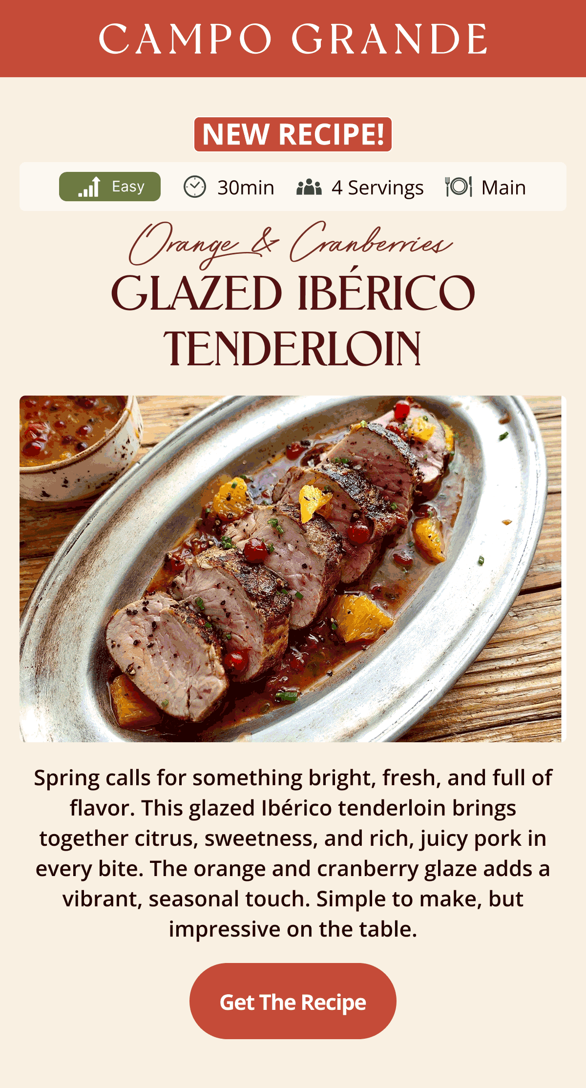 orange cranberries glazed iberico tenderloin