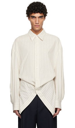 Beige Pin Stripe Shirt - Hed Mayner