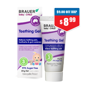 Brauer Baby & Child Teething Gel 20g 1/2 price off RRP at Chemist Warehouse