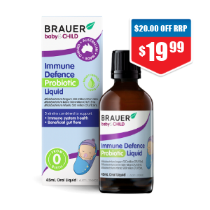Brauer Immune Defence Probiotic Liquid For Infants 45ml 1/2 price off RRP at Chemist Warehouse